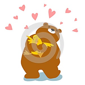 Big bear cuddle duck cartoon character