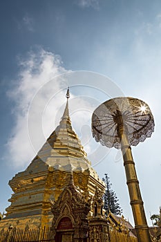 Big beautiful golden pagoda of Wat Phra That Doi Suthep