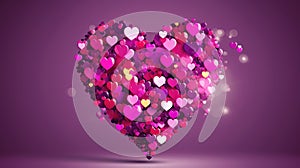 a big beautiful heart made out of hundred hearts, wallpaper artwork, ai generated image
