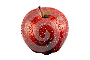 Big beautiful red Apple with water drops. close-up, high quality, isolated. white background