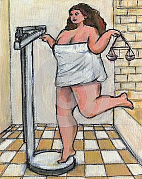 Big Beautiful Woman Weighs in on the Bathroom Scale