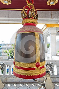 Big bell in buddhist temple in Thailand