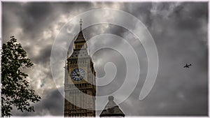 Big Ben against the stormy sky, London