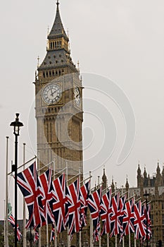 Big Ben and British flags