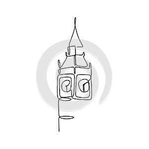 Big Ben clock tower continuous one line drawing minimalist design vector illustration