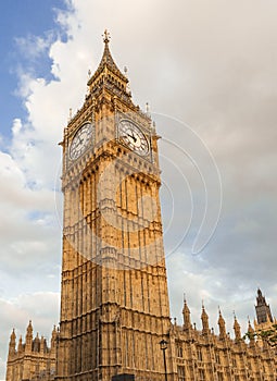 Big Ben clock tower at english parliament, Westminster palace