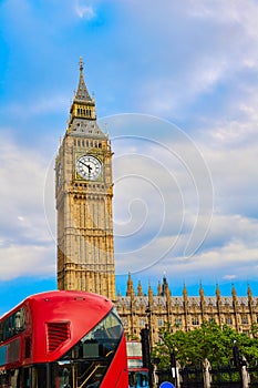 Big Ben Clock Tower with London Bus