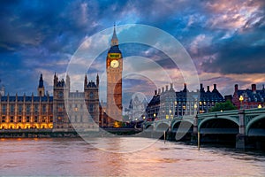 Big Ben Clock Tower London at Thames River