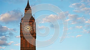 Big Ben, closed up, at sunset