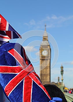 Big Ben with flag