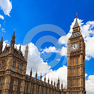 Big Ben and house of parliament on Sunny Day, London