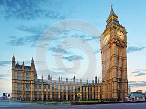 Big Ben and Houses of Parliament at evening, London, UK