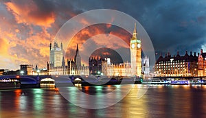 Big Ben and Houses of Parliament at evening, London, UK