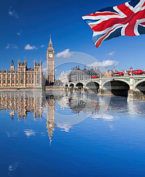 Big Ben and Houses of Parliament in London, England, UK