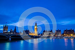 Big Ben and Houses of parliament at twilight