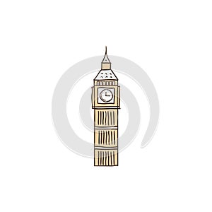 Big Ben icon and background with flat design