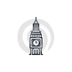 big ben icon vector from england concept. Thin line illustration of big ben editable stroke. big ben linear sign for use on web