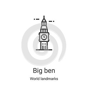 big ben icon vector from world landmarks collection. Thin line big ben outline icon vector illustration. Linear symbol for use on