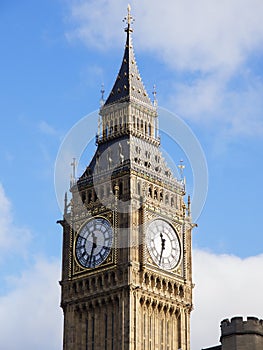 Big Ben in London with Blue Sky and Clouds