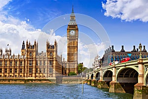 Big Ben London Clock tower in UK Thames photo