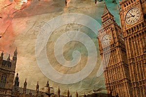 Big Ben, London, digital art, letter