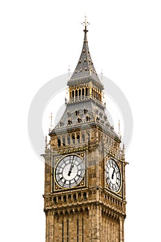 Big Ben in London, England, isolated on white back