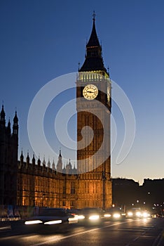 Big Ben in London with traffic