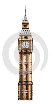 Big Ben in London UK cut out and isolated on transparent white background
