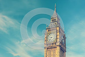 Big Ben, London, UK, vintage effect style