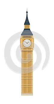 Big Ben London, United Kingdom. Isolated on white background vector illustration