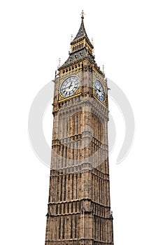 Big Ben in London on white background