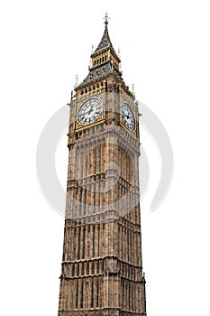 Big Ben in London on white background photo