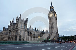 Big Ben and Palace of Westminster in the early morning in London