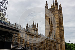 Big Ben at Palace of Westminster, shot from back