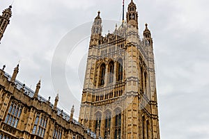 Big Ben at Palace of Westminster, shot from back