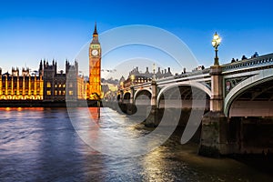 Big Ben, Queen Elizabeth Tower and Wesminster Bridge photo