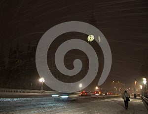 Big Ben in Rare Snow Blizzard