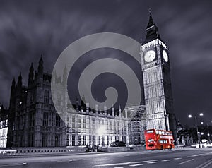 Big Ben and red double decker bus photo