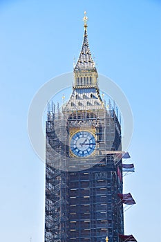 Big Ben renovated clock face, London, UK