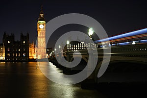 Big Ben seen from Westminster Bridge at Night