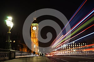 Big Ben seen from Westminster Bridge at Night