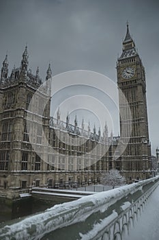 Big Ben on a snowy winter day