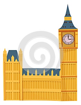 Big ben tower. British landmark cartoon icon