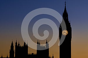 Big Ben Tower and Houses of Parliament, London UK.