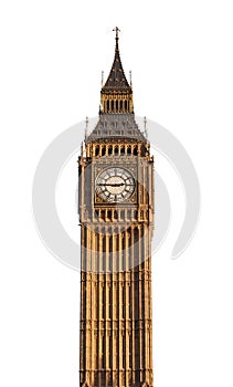 Big Ben tower London, UK isolated on white background