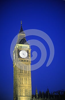 Big Ben Tower at sunset in London, England