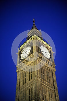 Big Ben Tower at sunset in London, England