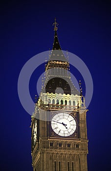 Big Ben Tower at sunset in London, England