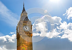 Big Ben tower of Westminster palace, London, UK