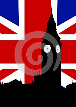 Big Ben And United Kingdom Flag